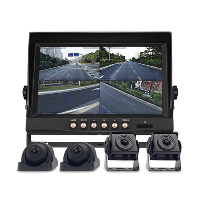 10.1 Inch 4-Channel Split Screen Car DVR Monitor, AHD Reverse Camera System, Night Vision Front & Rear View Monitoring for Trucks