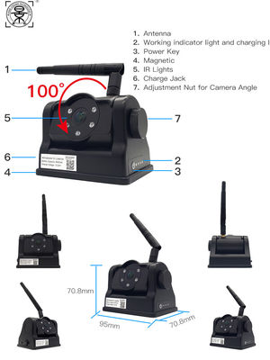 Caméra de sauvegarde magnétique sans fil avec batterie, affichage arrière WiFi mobile pour fourgonnette, camion et véhicule, compatible avec IOS / Android