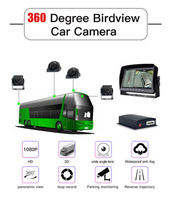 1080P AHD 360 degrés Caméra panoramique à l'envers Système de vue d'oiseau, Enregistrement DVR de voiture étanche, Aide au stationnement pour camions Hyundai, bus et camping-car