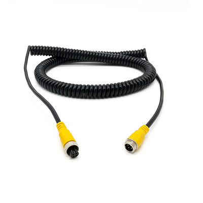 Cable à ressort en spirale PU enroulé en fil d'extension 4 broches câble caméra pour camions