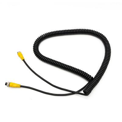 Cable à ressort en spirale PU enroulé en fil d'extension 4 broches câble caméra pour camions