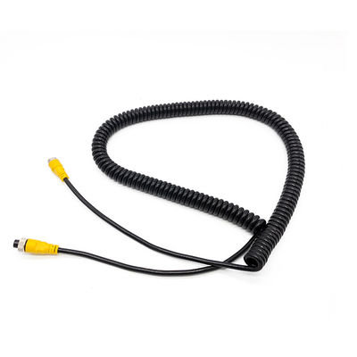 Waterproof Retractable Coiled 4 Pin Aviation Extension Cable Shielded Spiral Spring Wire for Truck Trailer Camera Factory Custom