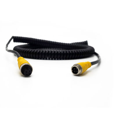 Retractible étanche enroulé 4 broches câble d'extension d'aviation câble de ressort en spirale blindé câble pour camion Caméra de remorque usine personnalisée