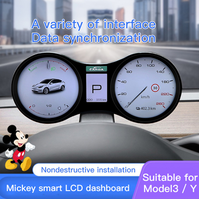 Pouce multifonctionnel TFT LCD HUD With Compass Speedup Test du tableau de bord 12,3 de Tesla Digital