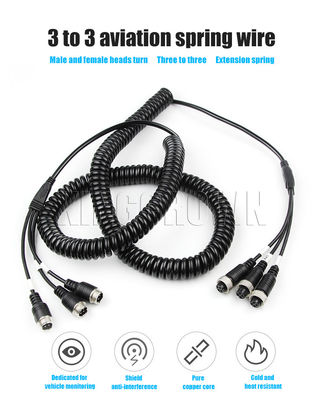 Câble AV spiralé 4 broches pour séparateur de fabricant, fil à ressort de remorque en nylon, adaptateur de prise d'aviation en cuivre pour applications d'alimentation