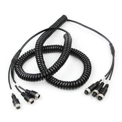 Câble AV spiralé 4 broches pour séparateur de fabricant, fil à ressort de remorque en nylon, adaptateur de prise d'aviation en cuivre pour applications d'alimentation