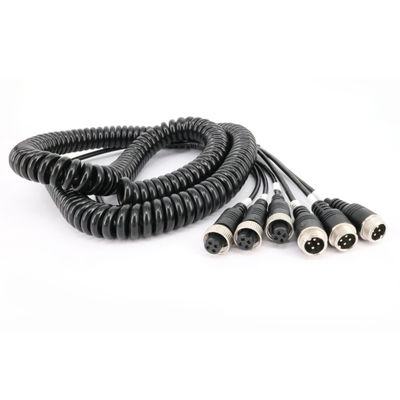 Câble AV spiralé 4 broches pour séparateur de fabricant, fil à ressort de remorque en nylon, adaptateur de prise d'aviation en cuivre pour applications d'alimentation