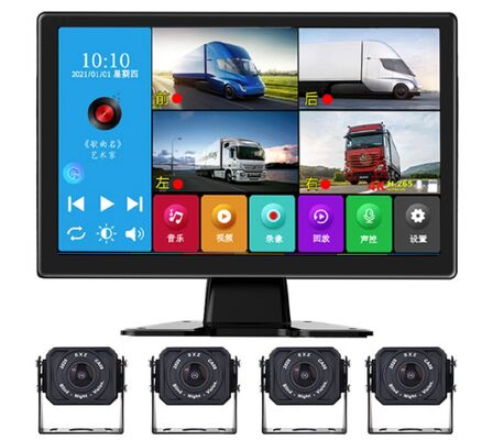 10.1 pouce 1080P Moniteur de la vue arrière de la voiture Vision nocturne Caméra inverse Détection du point mort Système d'alarme de sécurité Dash Cam