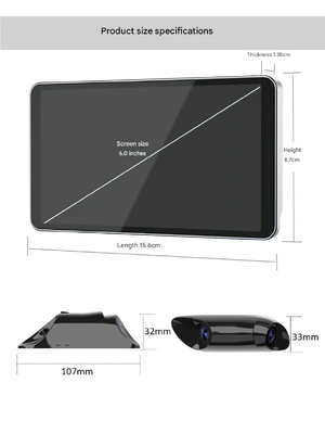 Double objectif 1080P Rétroviseur électronique 6 pouces Affichage très lumineux Corps en aluminium ultra-mince Résistant à l'eau Véhicule Rétroviseur Rétroviseur Caméra pour voitures