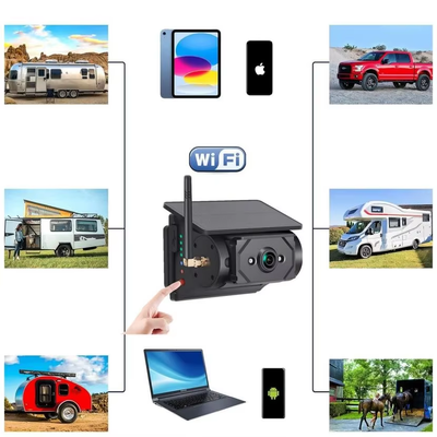 Caméra de recul sans fil solaire Wi-Fi pour voiture, transmission 100m, pour bus, van, camion, camping-car, caravane, tous modèles de véhicules