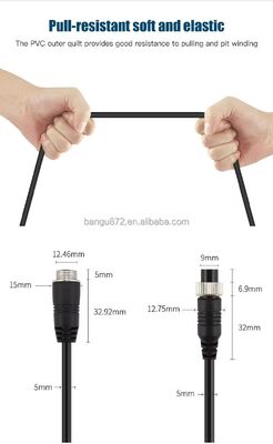 Câble de connecteur d'aviation à 4 broches avec noyau en cuivre pur, étanche IP67 et conception Flexible en spirale pour caméras de véhicules