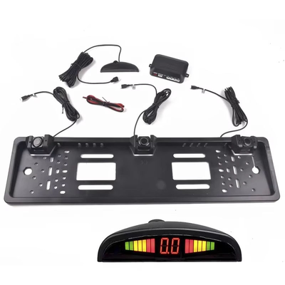 Affichage LCD à LED Alarme Bibi, Cadre de licence de l'UE Parking de voiture Radar de secours capteurs, aide à l'enroulement automatique imperméable à l'eau, OEM disponible