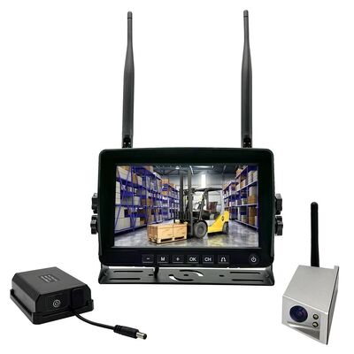 Kit caméra de chariot élévateur solaire sans fil avec batterie 9600 mAh, support magnétique, moniteur 7 pouces et caméra étanche IP68